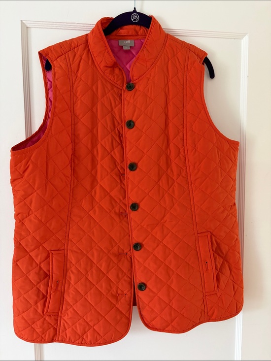 J. Jill Jackets & Blazers - Women’s Quilted Orange Vest Jacket